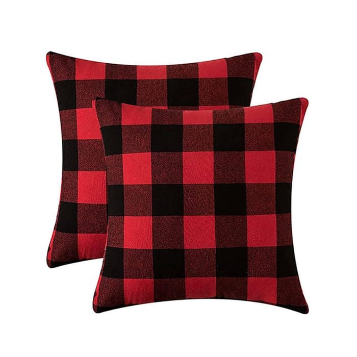 Catzon 2 Pcs Buffalo Check Throw Pillow Covers for Farmhouse 45X45cm-Red