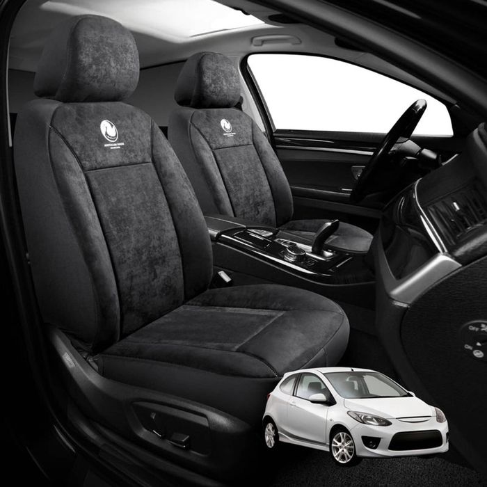 Australian Goose Edition Front Seat Covers for Mazda 2 2007 - 2014 (DE) - Suede, Universal Fit - Black