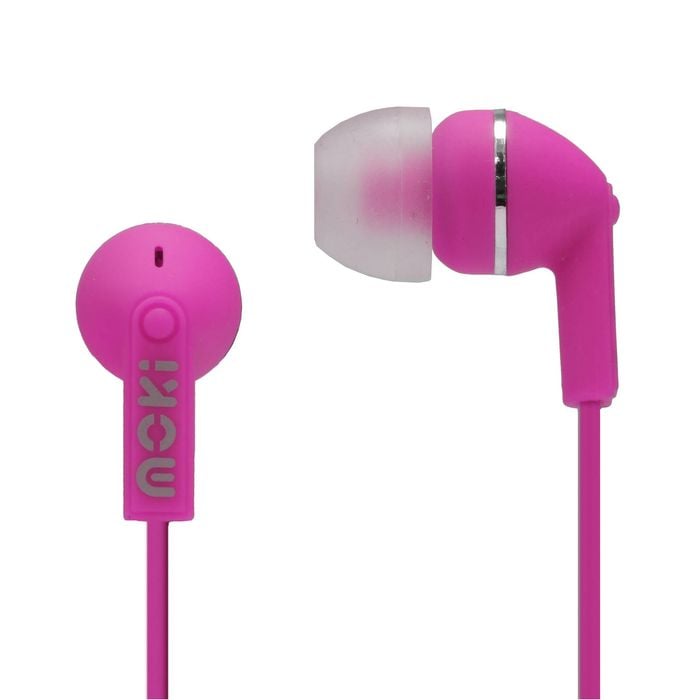 Moki Dots Noise Isolation On The Go Portable Music Earbuds - PINK
