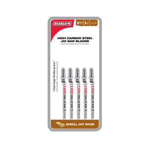 Diablo 83mm High Carbon Steel Jig Saw Blade For Scroll Cuts In Wood - 5 Pack
