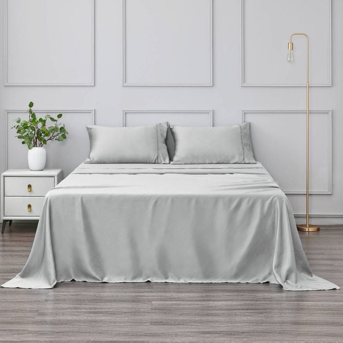 Dreamaker Matte satin sheet Set Grey - Single Bed