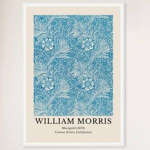 Galrie William Morris Marigold Cotton Print Exhibition from 1873 - Timeless Artistry, White Frame, A0 84 x 119cm (33 x 47inch)