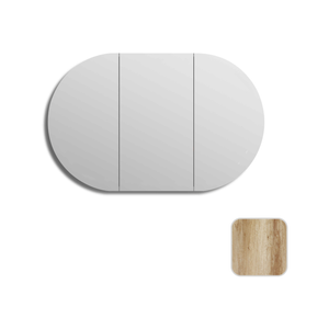 Attica Bentwood 1200 x 750mm Natural Oak Oval Shaving Cabinet