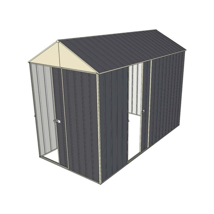 Build-a-Shed 1.5 x 3.0 x 2.3m Front Gable Dual Single Sliding Door Narrow Shed - Grey