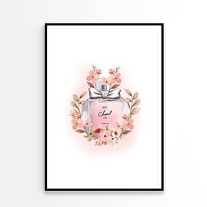Luxury Perfume with Light Pink Flowers Design   Print 100% Australian Made 60 x 90cm   (Poster)