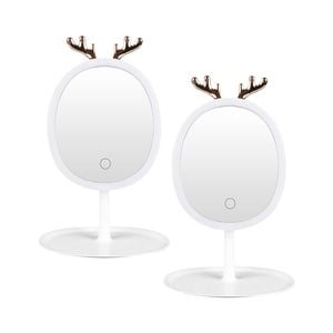 SOGA 2X White Antler LED Light Makeup Mirror Tabletop Vanity