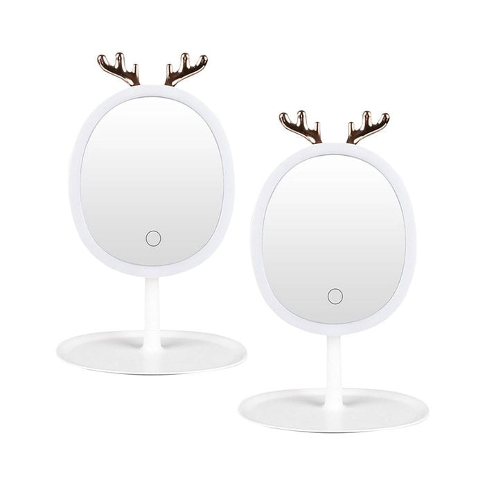 SOGA 2X White Antler LED Light Makeup Mirror Tabletop Vanity