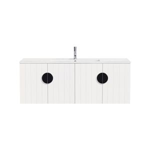 CIBO 1200mm White Freshwater Wall Hung Bathroom Vanity With Black Handles