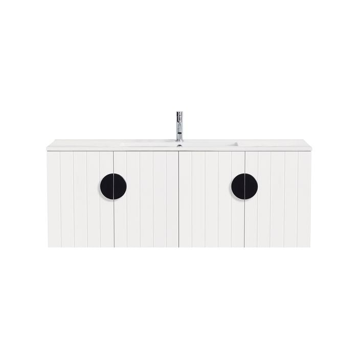 CIBO 1200mm Freshwater White Wall Hung Bathroom Vanity With Black ...