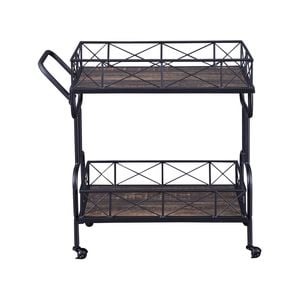 IHOMDEC Drink Trolley Wood and Metal Bar Carts Vintage Grey