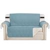 Smarcute 2 Seater Quilted Reversible Pet Friendly Non-Slip Sofa Cover with Straps Blue