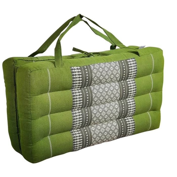 Handmade 2-fold Meditation Cushion - Thai Kapok Yoga Mat With Portable Handle