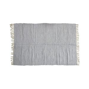 Large Chindi Cotton Handmade Floor Mat with Tassels 90 x 150 cm Light Grey