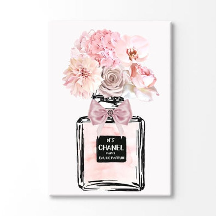 Fashion Perfume Bottle with Flowers Print 100% Australian Made 150x100cm (Stretched Canvas)