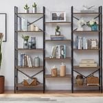 YES4HOMES Industrial Vintage Shelf Bookshelf, Wood and Metal Bookcase Furniture for Home & Office