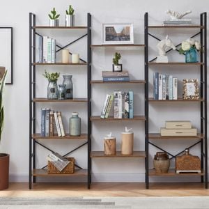 Yes4homes Industrial Vintage Shelf Bookshelf, Wood And Metal Bookcase Furniture For Home & Office