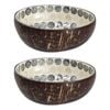 2x Ring Dot Charcoal 13cm Decorative Coco MOP Bowl Container Home Desk Round