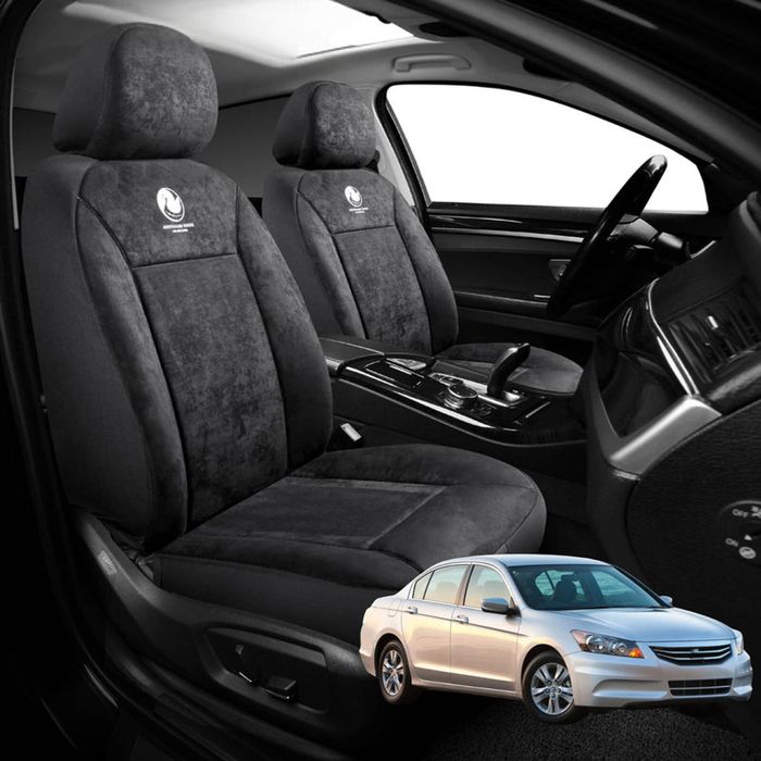 Australian Goose Edition Front Seat Covers for Honda Accord 2008 - 2012 (8th Gen) - Suede, Universal Fit - Black