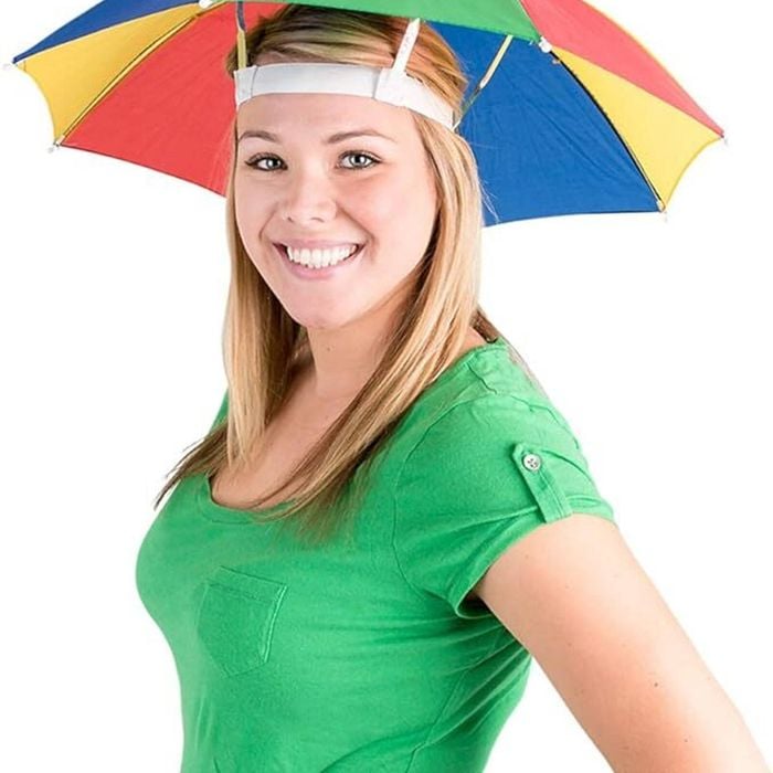 RAINBOW UMBRELLA HAT Rain Novelty Cap Costume Outdoor Camping Beach Fishing