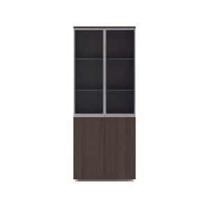 Modern Home CARTER Display Unit 2Door Bookcase 80cm(W)x40cm(D)x200cm(H)- Grey