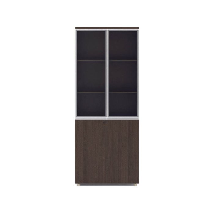 Modern Home CARTER Display Unit 2Door Bookcase 80cm(W)x40cm(D)x200cm(H)- Grey