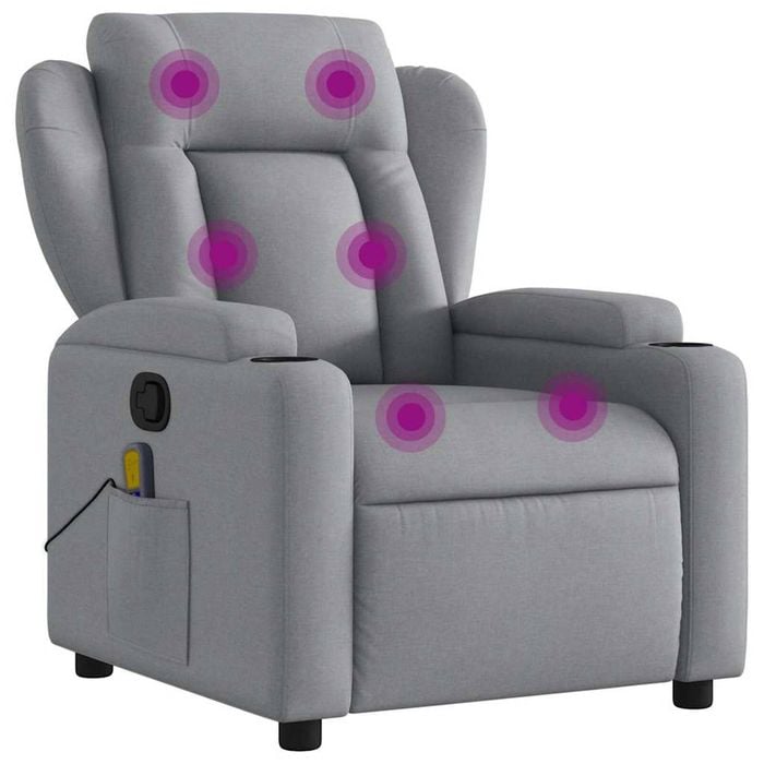 vidaXL Massage Recliner Chair Reclining Chair Single Sofa Light Grey Fabric