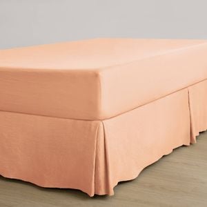 Dreamaker Superfine Washed Microfibre Pleated Valance Peach Super King Bed