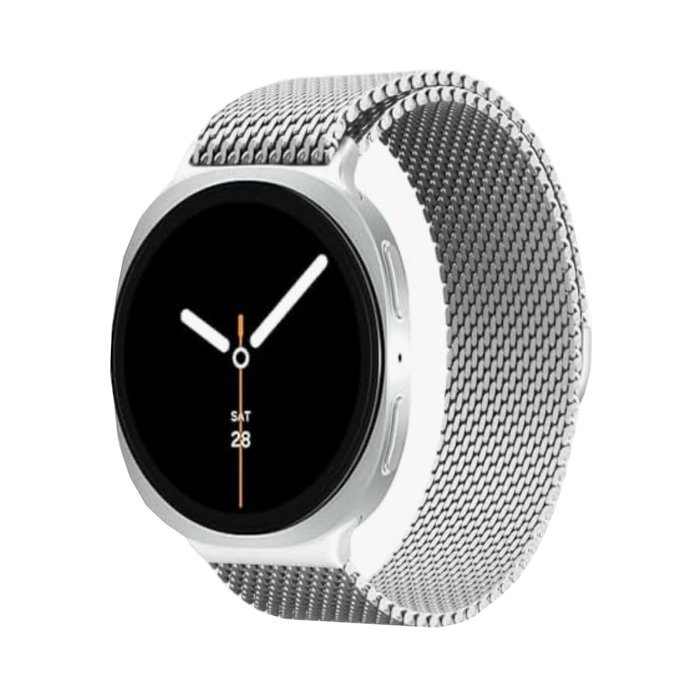 Samsung Galaxy Watch 8 40mm/44mm/Classic 46mm Stainless Steel Magnetic Milanese Loop Watch Band Strap (Silver)