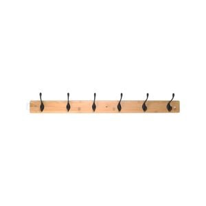 Adoored 6 Black Hooks On Bamboo Board Deco Hook Rack