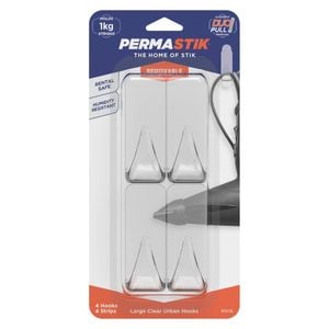 Permastik Medium Adhesive Perma Humidity Resistant Hook - 4 Pack