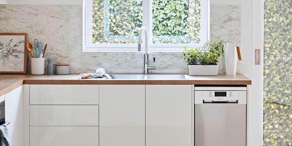Window - White cabinets - Dishwasher - Scandi kitchen - Medium