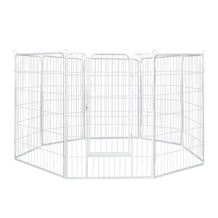 PaWz Dog Fence Outdoor 8-Panel Metal Playpen Puppies Foldable White 40in