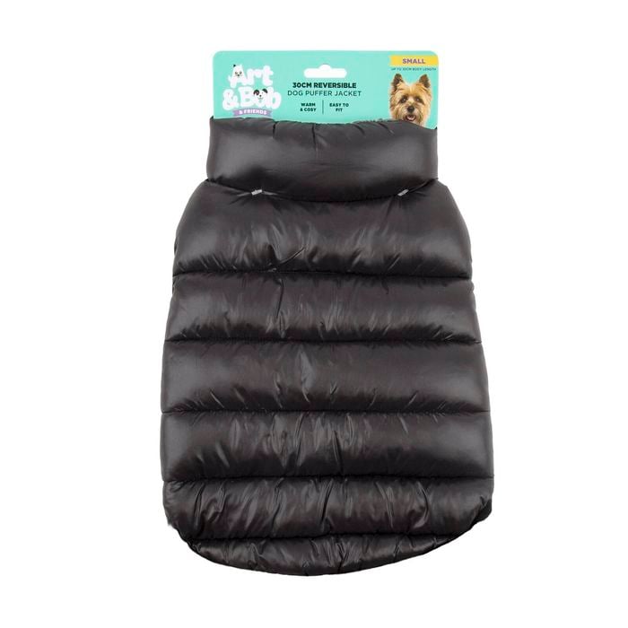 Art & Bob 30cm Black Small Reversible Puffer Dog Jacket