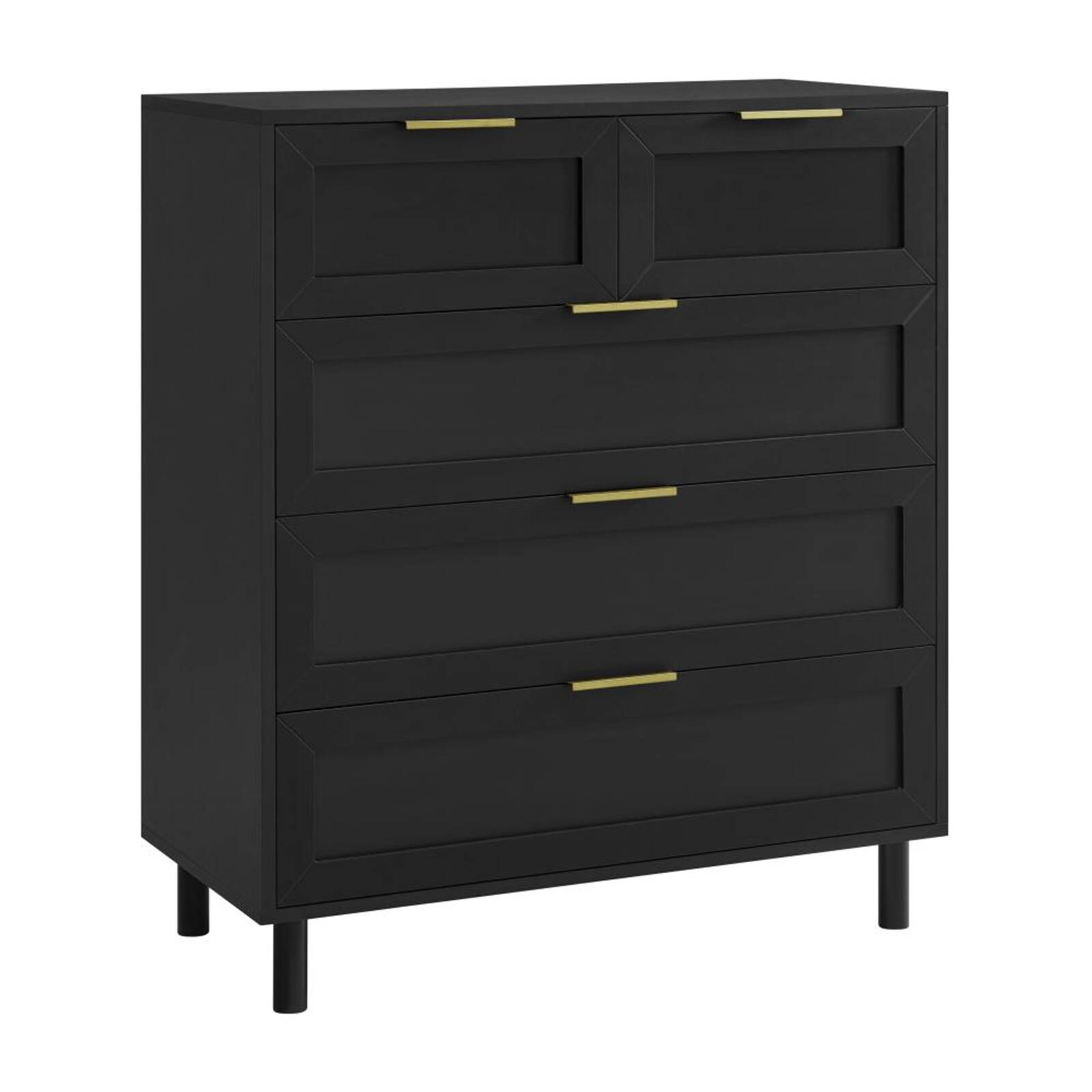 Quincy Tallboy Dresser Chest 5 drawers black - Bunnings Australia