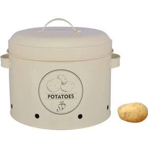 Esschert Design Potato Storage Tin Organiser Food Container 27.5cm Cream