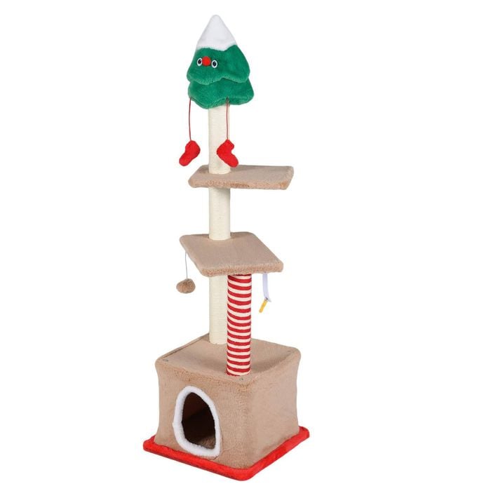 Costway Christmas Cat Tree Tower Pet Condo Sisal Scratching Post
