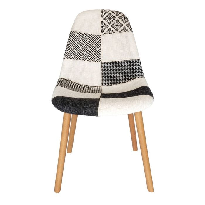 SK Designer Living | Replica Eames DSW Hal Inspired Chair | Fabric & Natural - Multicoloured V3