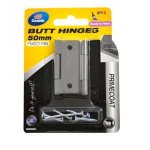 Zenith 50mm Fixed Pin Butt Hinge  - 2 Pack