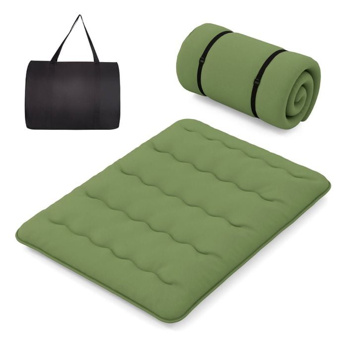 Costway Queen Size Camping Mattress Roll Up Tatami Mat Floor Bed Green