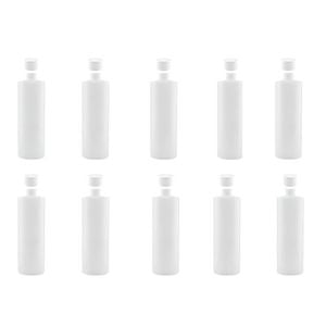 Kitchee 10x 500ml Natural Hdpe Round Bottle + 28/410 Caps - Empty Plastic Food Storage