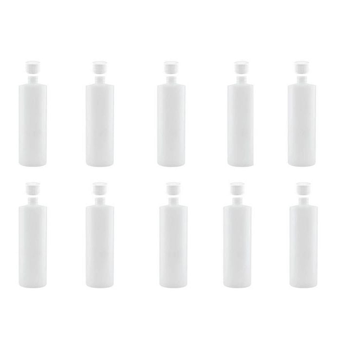 Kitchee 10x 500ml Natural HDPE Round Bottle + 28/410 Caps - Empty Plastic Food Storage