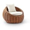 Newport Outdoor Wicker Lounge Arm Chair Golden Brown & Cream Cushions
