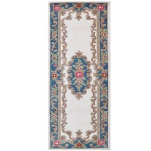 Traditional Handmade Wool Rug-Avolon-Ivory/Blue-67X210cm