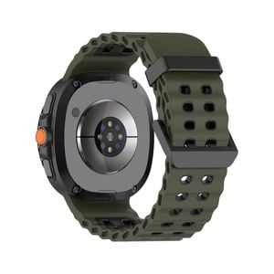 Rugged Breathable Sport Band Soft Silicone Waterproof For Samsung Galaxy Watch Ultra 47mm - Green