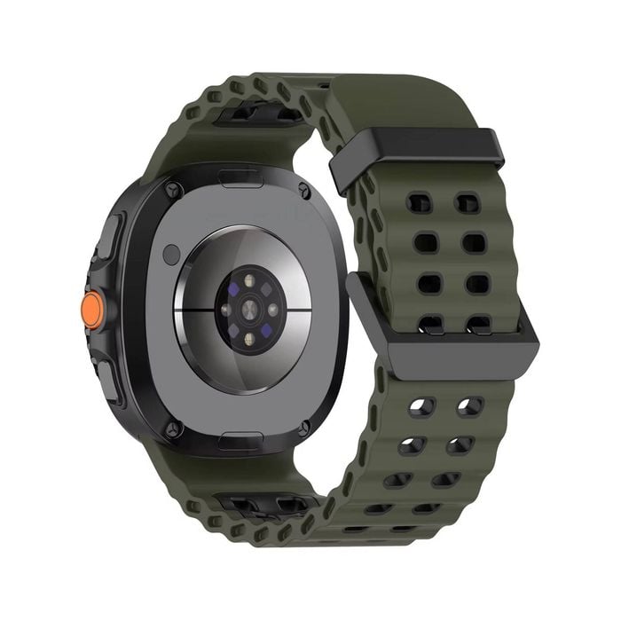Rugged Breathable Sport Band Soft Silicone Waterproof For Samsung Galaxy Watch Ultra 47mm - Green