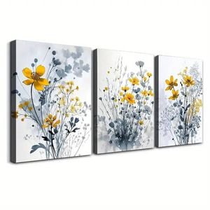 3 Set of Floral Print 100% Australian Made 3 x 60x90cm  (Stretched)