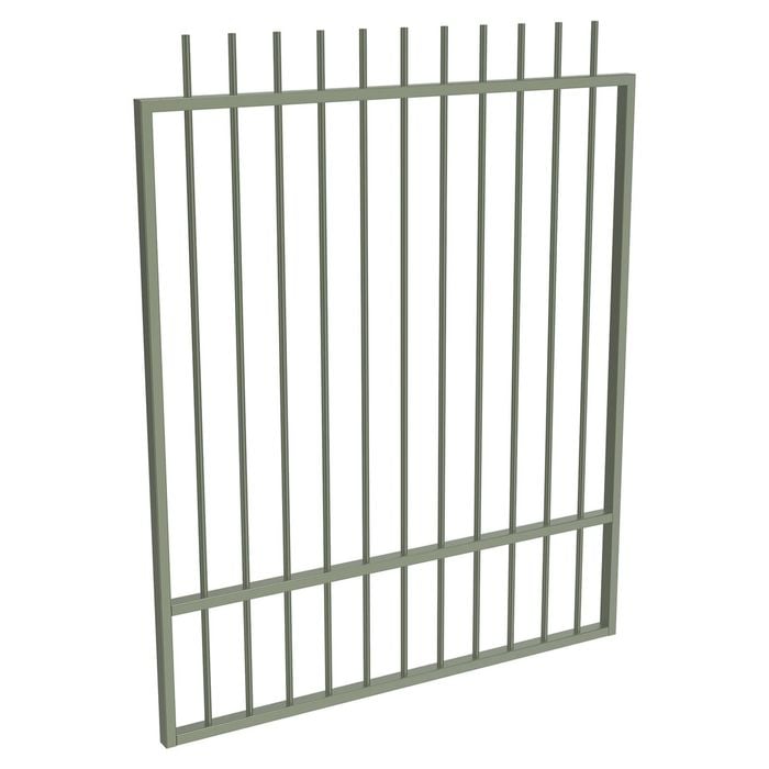 ProtectorAl 800 - 1200 x 1500mm Pale Eucalypt Aluminium Picket Top Pool Gate With Mid Rail