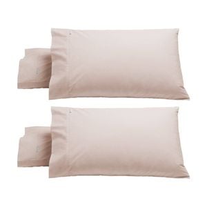 2x 2pc Bianca Heston 300TC Cotton Percale Standard Size Pillowcases Pink 48x74cm