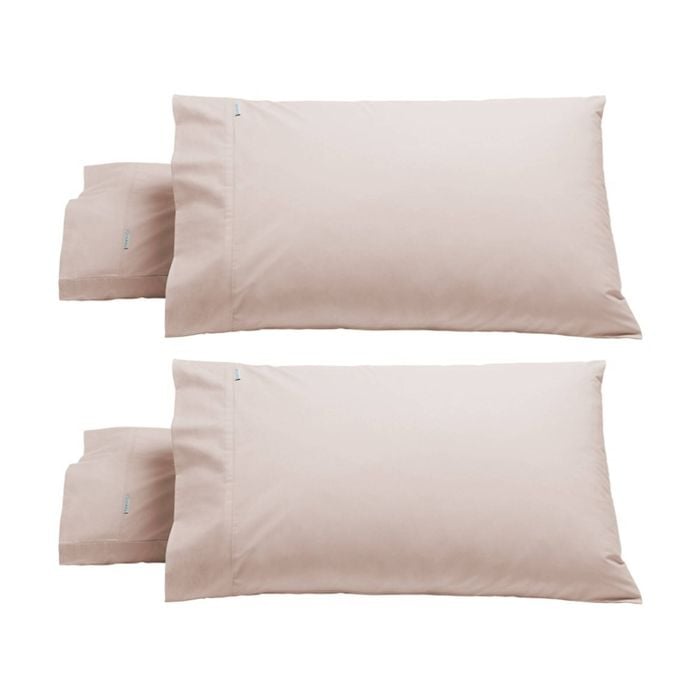 2x 2pc Bianca Heston 300TC Cotton Percale Standard Size Pillowcases Pink 48x74cm