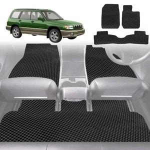 6D Diamond Car Floor Mats for Subaru Forester 2002-2008-Full Set-Black-Outback GT